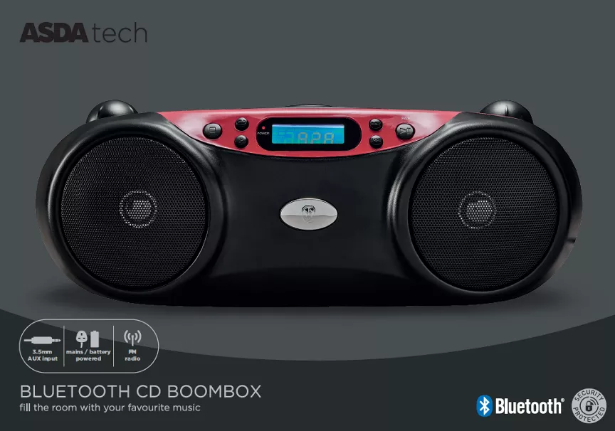 ASDA Tech Bluetooth CD Boombox