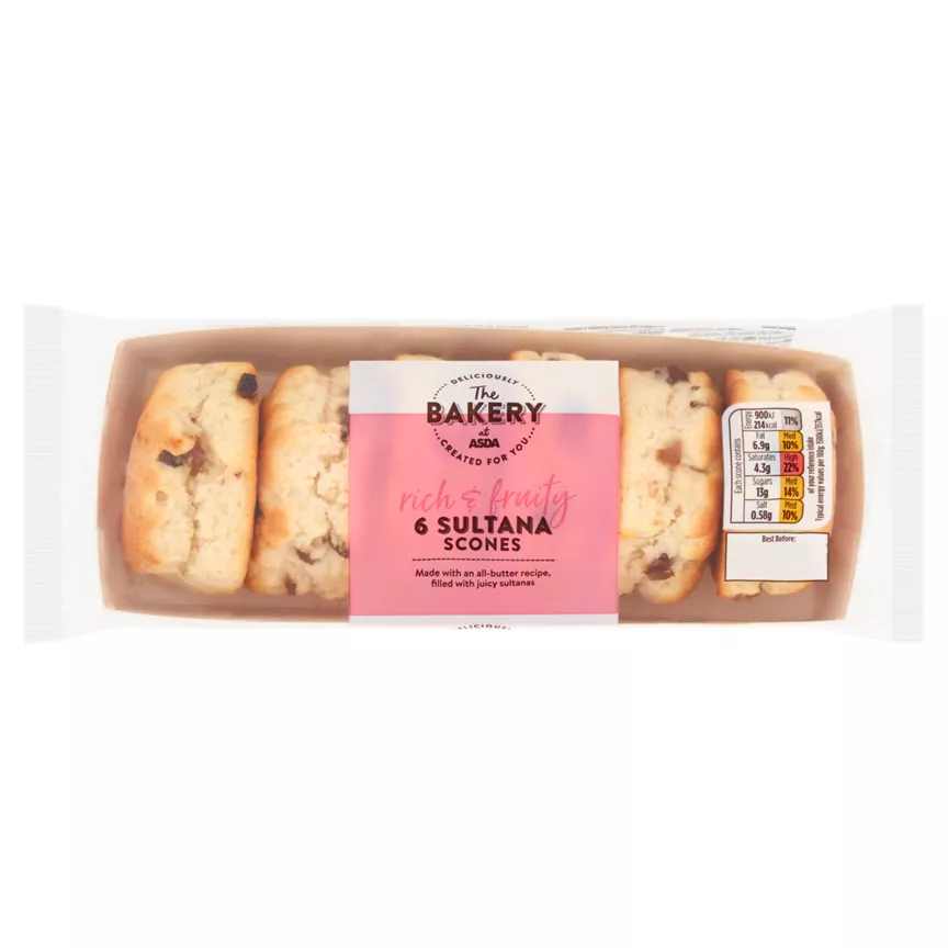 The BAKERY at ASDA 6 Rich & Fruity Sultana Scones