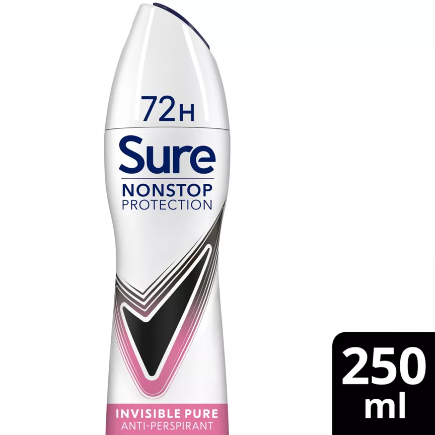 Sure Sure Anti-perspirant Deodorant Aerosol Invisible Pure Nonstop Protection 250 ml