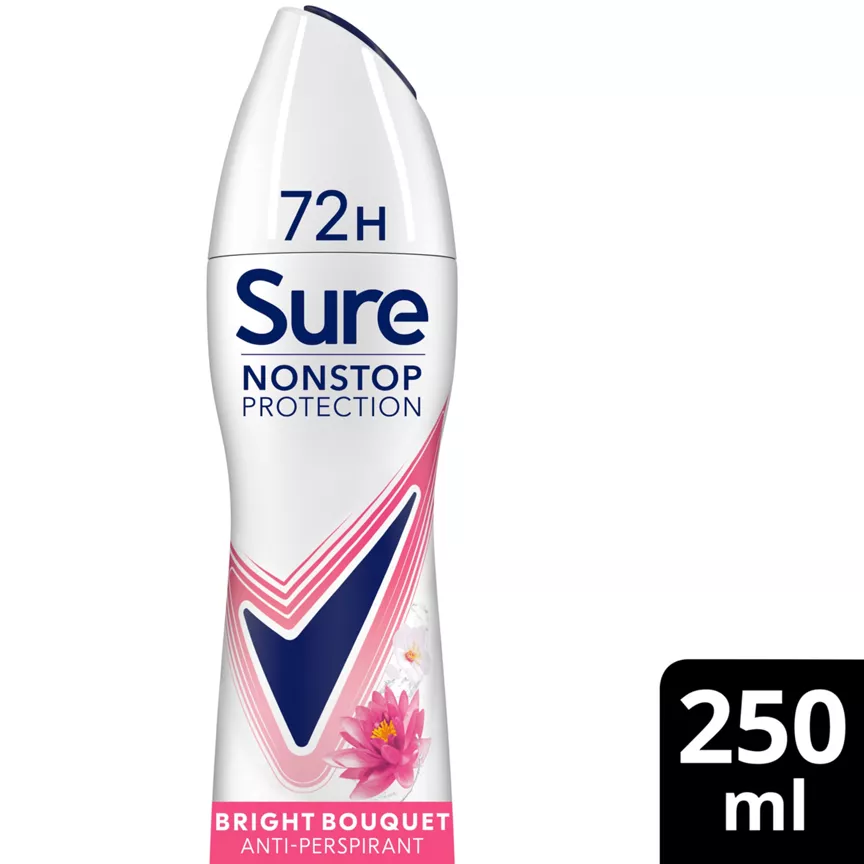 Sure Anti-perspirant Deodorant Aerosol Bright Bouquet Nonstop Protection 250 ml