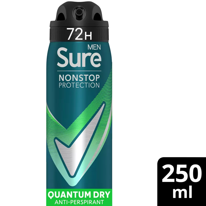 Sure Men Anti-perspirant Deodorant Aerosol Quantum Dry Nonstop Protection 250 ml