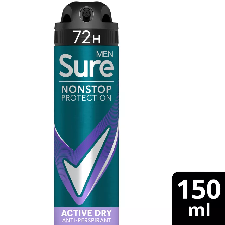 Sure Men Anti-perspirant Deodorant Aerosol Active Dry Nonstop Protection 150 ml
