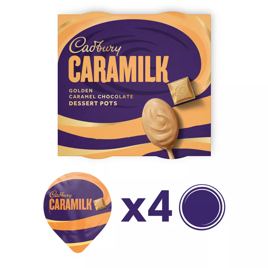 Cadbury Caramilk Golden Caramel Chocolate Dessert Pots 4 x 60g (240g)