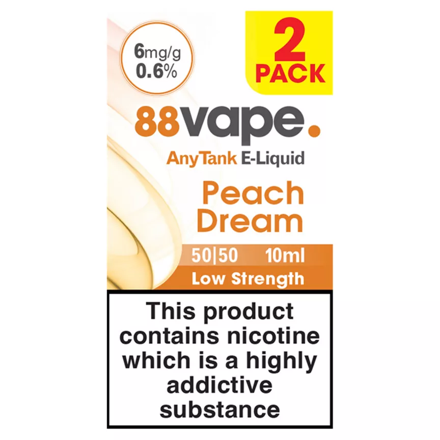 88Vape Anytank E-Liquid Peach Dream 50/50 10ml