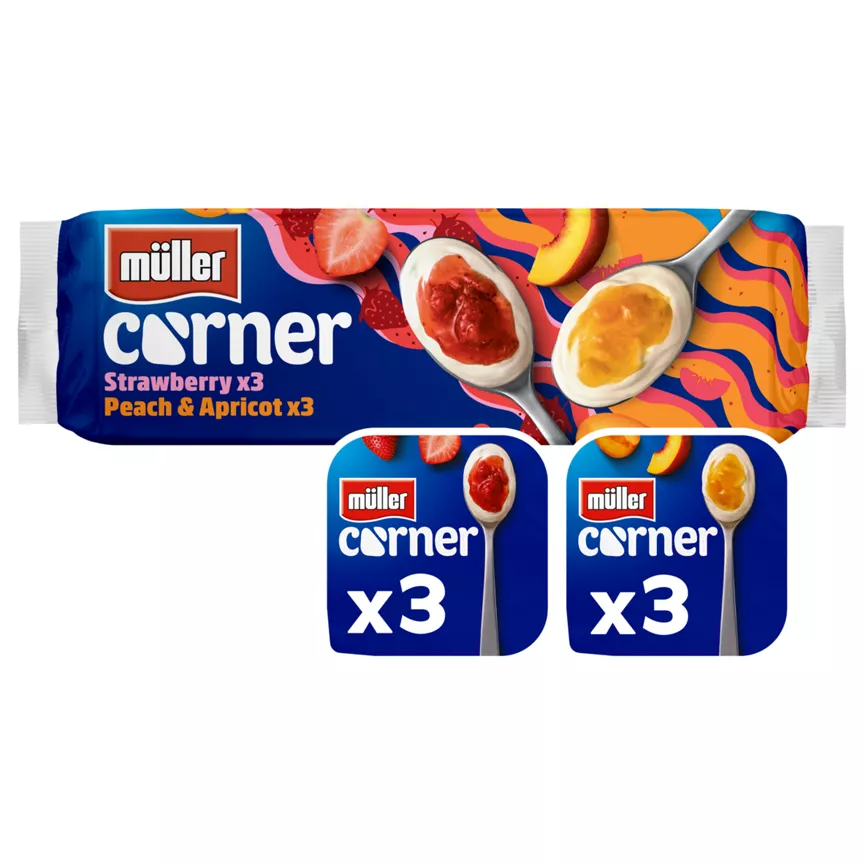 Muller Corner Strawberry and Peach & Apricot Yogurts