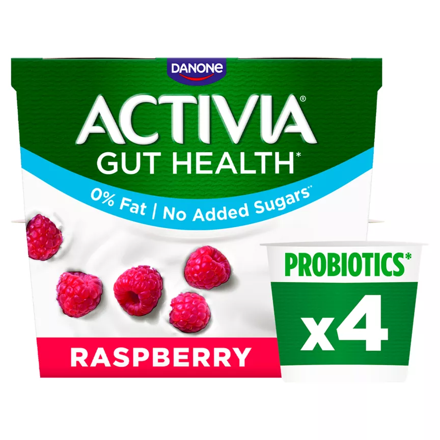 Activia Raspberry No Added Sugar Gut Health Yogurt