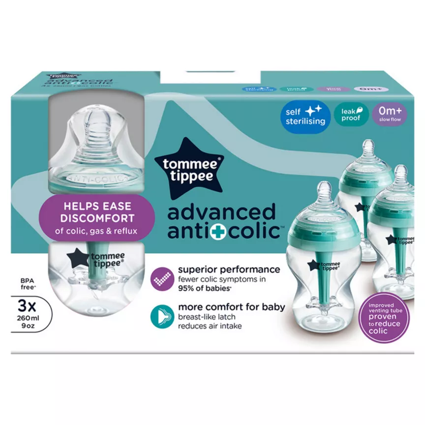 Tommee Tippee Closer to Nature 3 Anti-Colic Baby Bottles 0+ Months