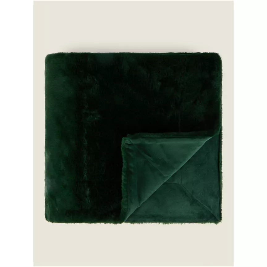 George Home Plain Faux Fur Throw