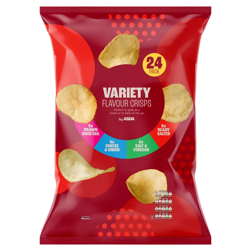 ASDA Variety Flavour Crisps 24 x 25g (600g)