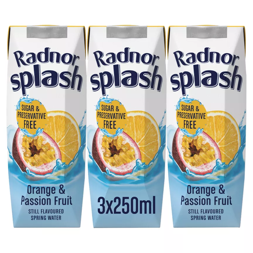Radnor Splash Orange & Passion Fruit Still Spring Water Cartons