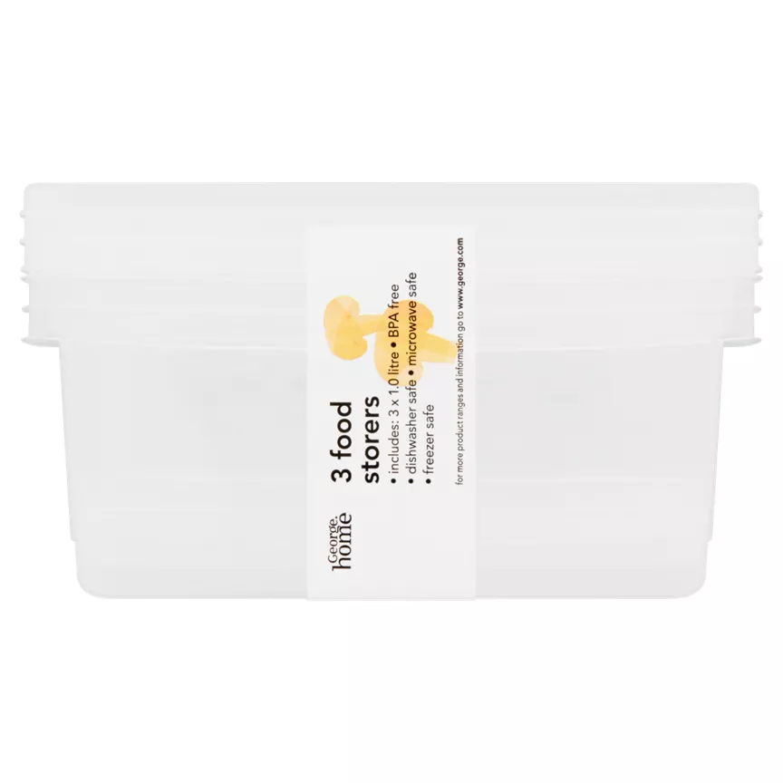 George Home 1L Plastic Food Storers 3pk