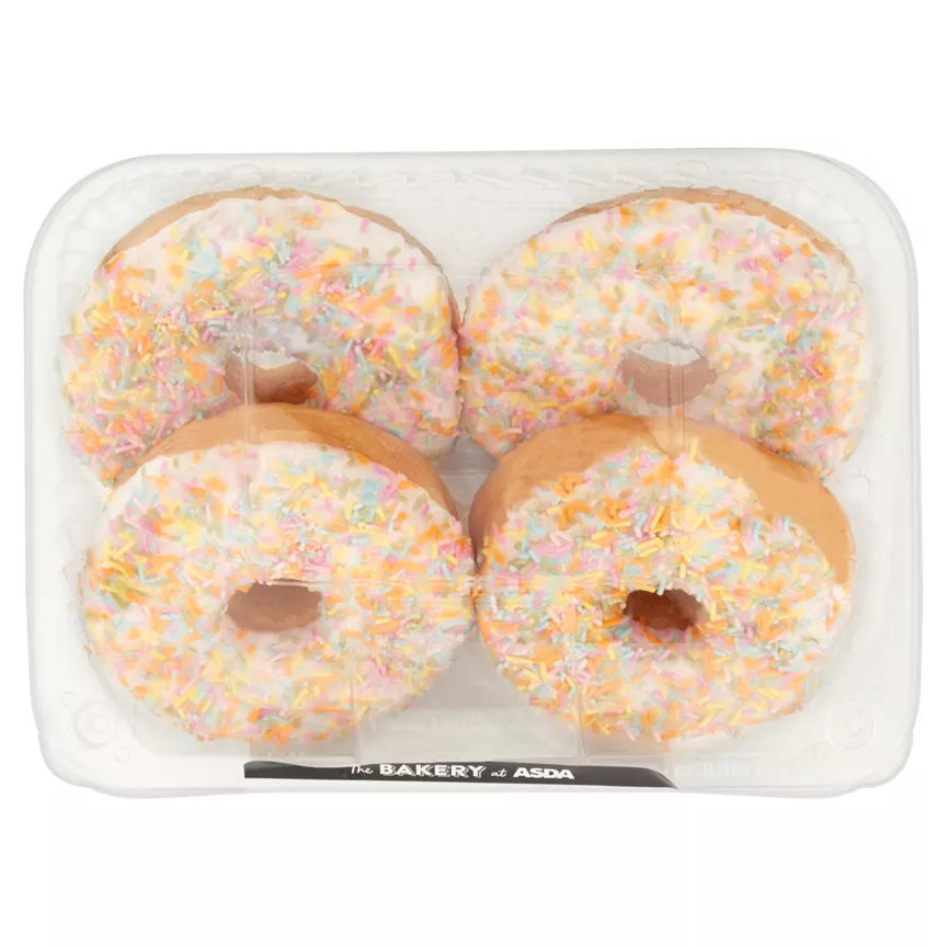 The BAKERY at ASDA 4 White Iced Ring Donuts
