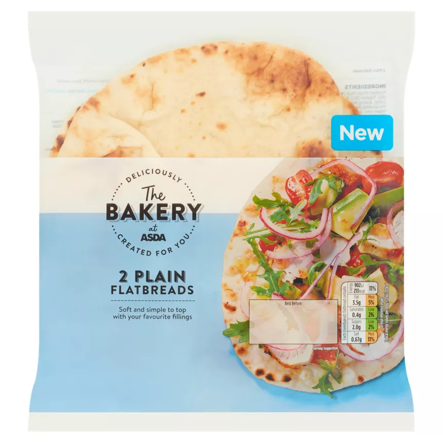The BAKERY at ASDA 2 Plain Flatbreads