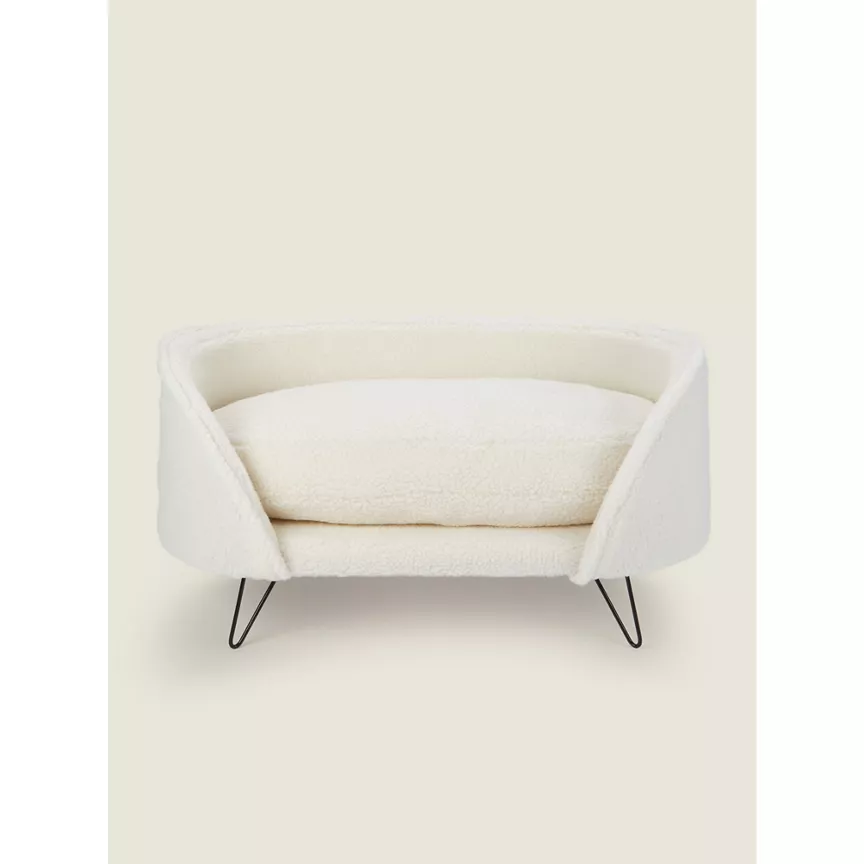 George Home Cream Teddy Pet Sofa Bed