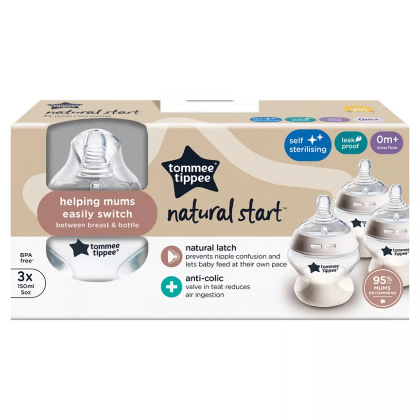 Tommee Tippee Closer to Nature 3 Baby Bottles 0+ Months