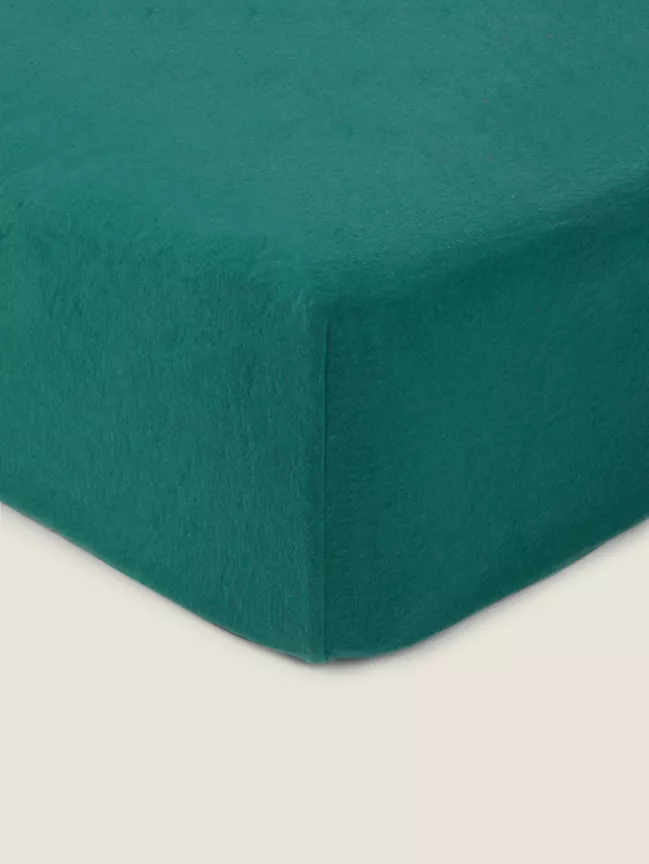 George Home Green Brushed Cotton Fitted Sheet - Single