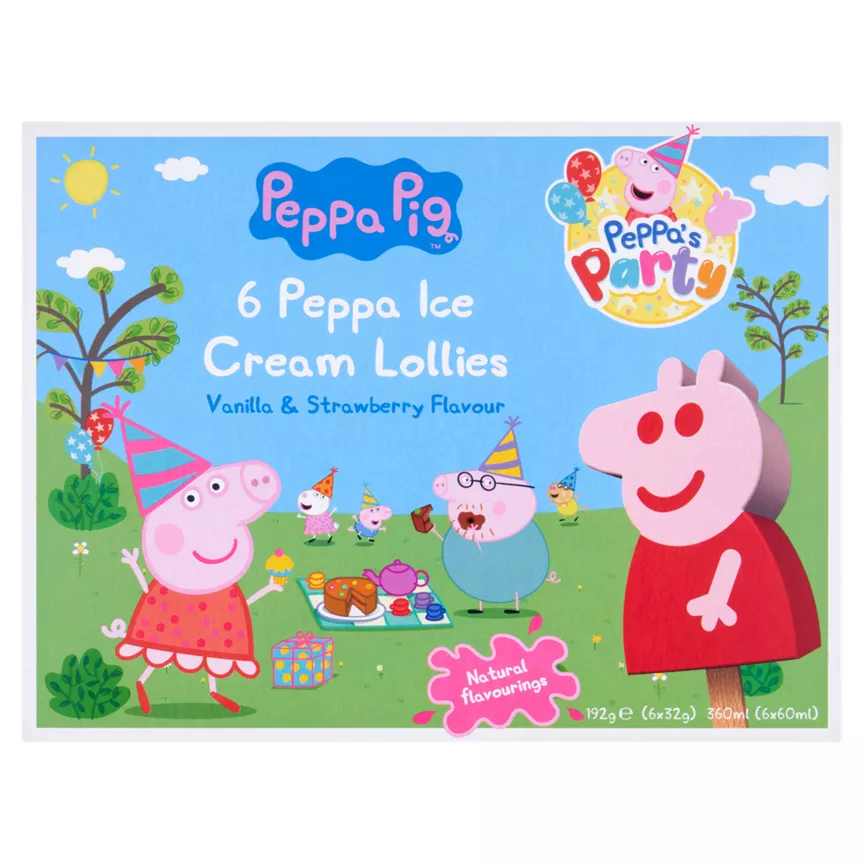 Peppa Pig Ice Cream Lollies Vanilla & Strawberry Flavour 6 x 32g