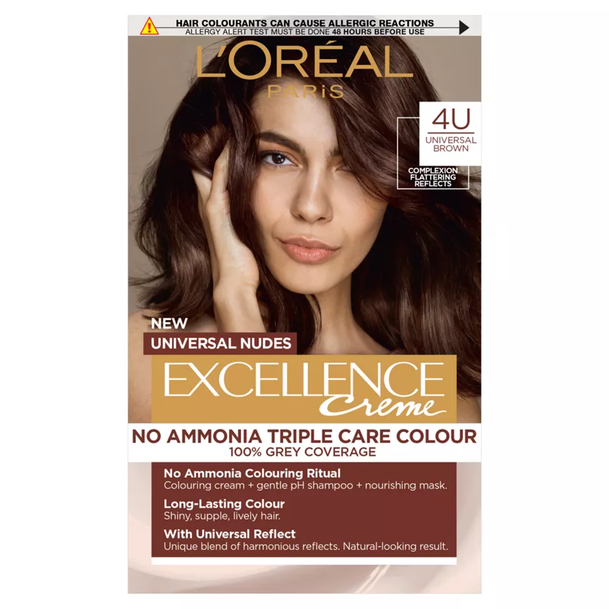 L'Oreal Excellence Universal Nudes Universal Brown 4U with Complexion Flattering Reflects