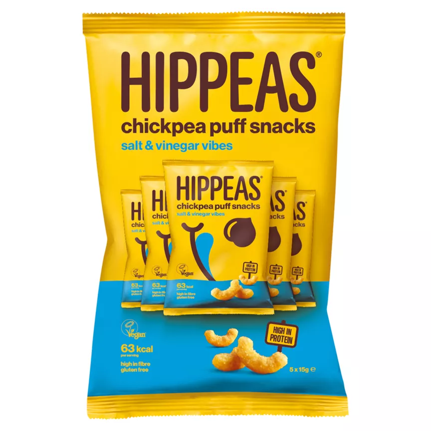 HIPPEAS Chickpea Puff Snacks Salt & Vinegar Vibes 5 x 15g