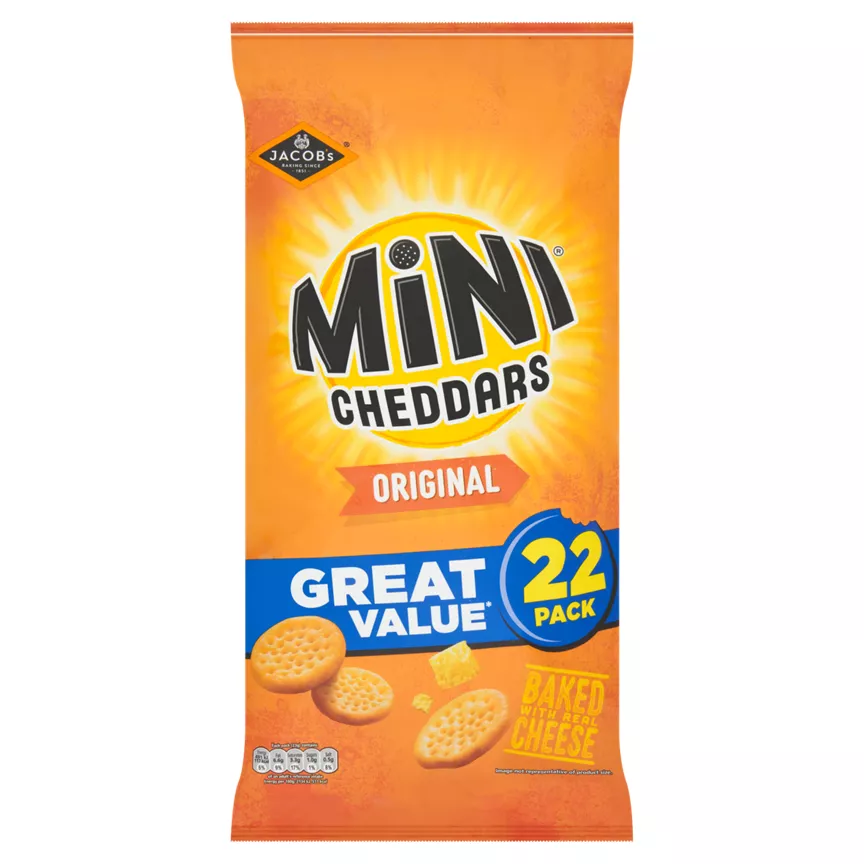 Jacob's 22 Mini Cheddars Original 22x23g, 506g