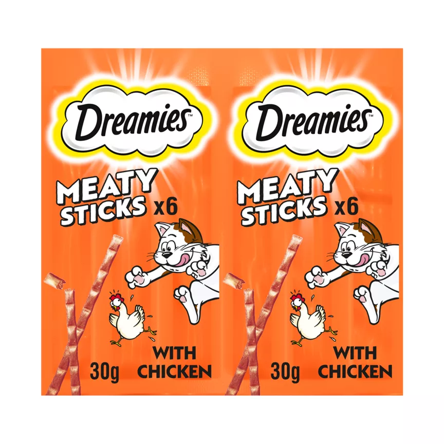 Dreamies Meaty Sticks Adult & Kitten Cat Treats with Tasty Chicken