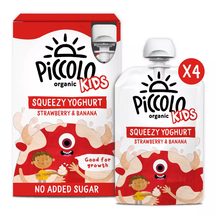 Piccolo Organic Kids Squeezy Yoghurt Strawberry & Banana 4x