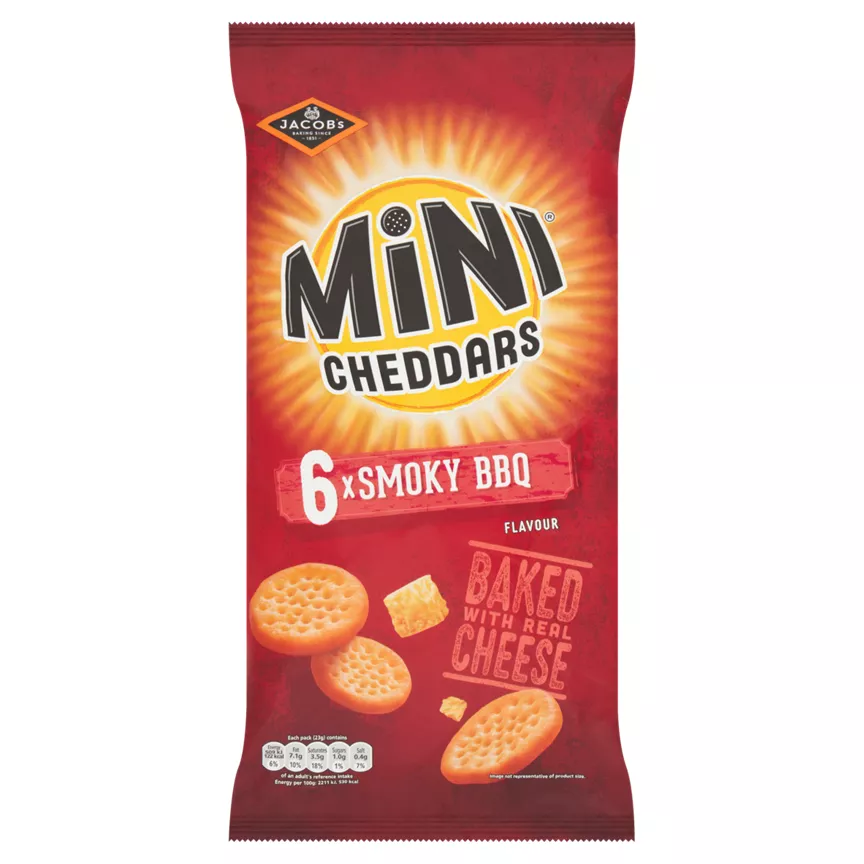 Jacob's Mini Cheddars Smoky BBQ Baked Snacks Multipack 6x23g