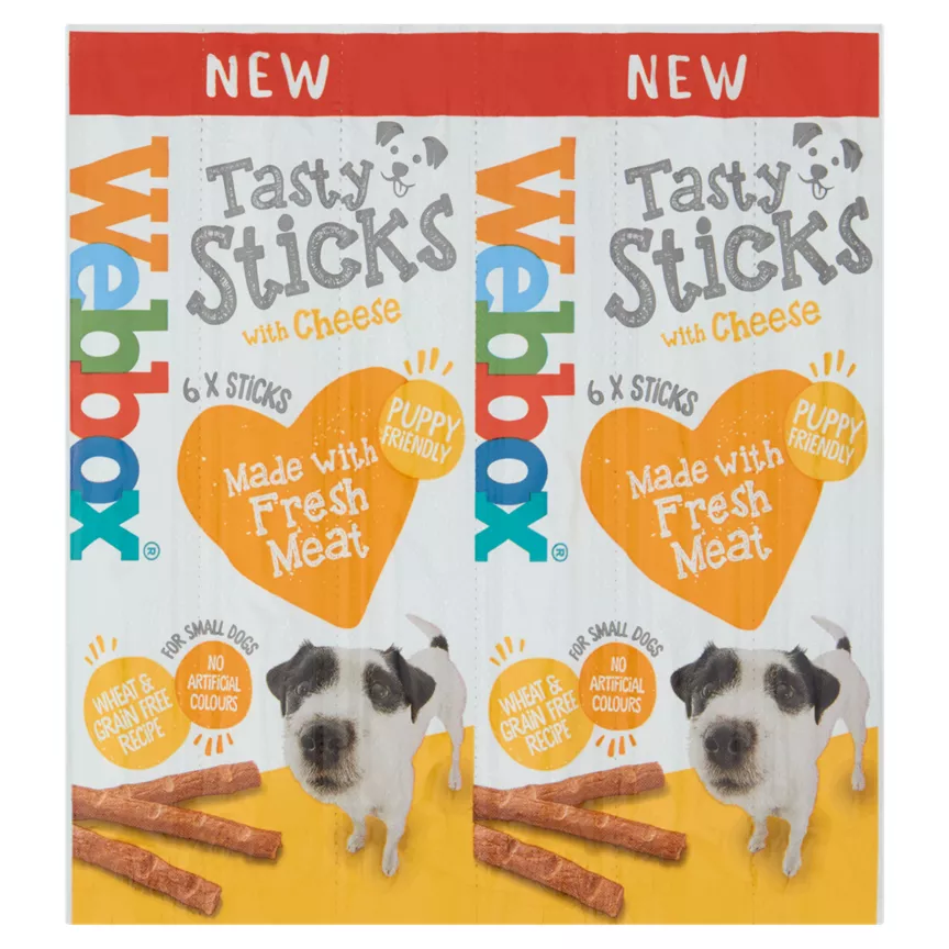 Webbox Tasty Sticks with Cheese Dog & Puppy Treats, 6 pack