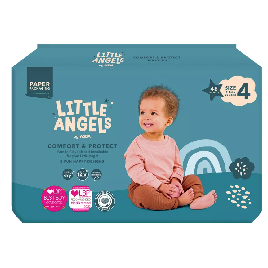 LITTLE ANGELS by ASDA Size 4 Comfort & Protect 48 Nappies