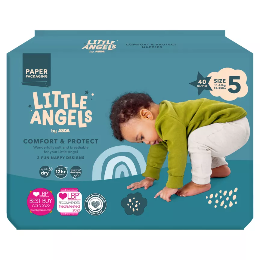 LITTLE ANGELS by ASDA Size 5 Comfort & Protect 40 Nappies