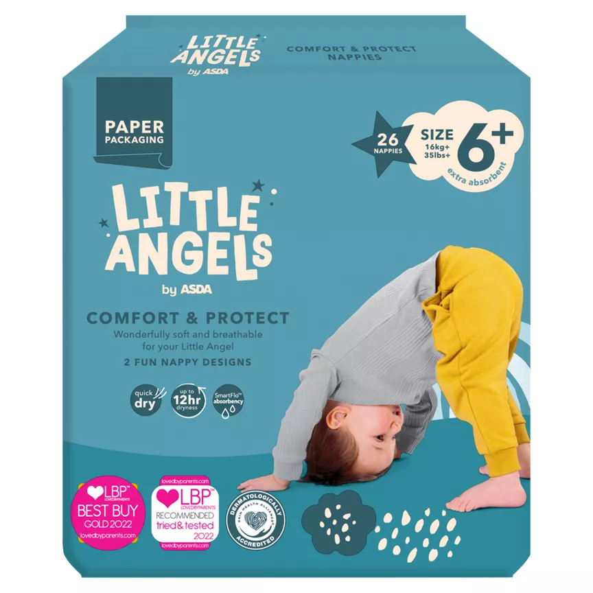 LITTLE ANGELS by ASDA Size 6+ Comfort & Protect 26 Nappies