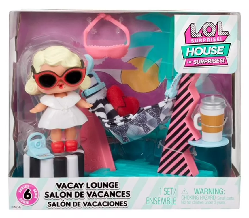 LOL Surprise O.M.G. House of Surprises Vacay Lounge Playset with Leading Baby Collectible Doll and 8 Surprises