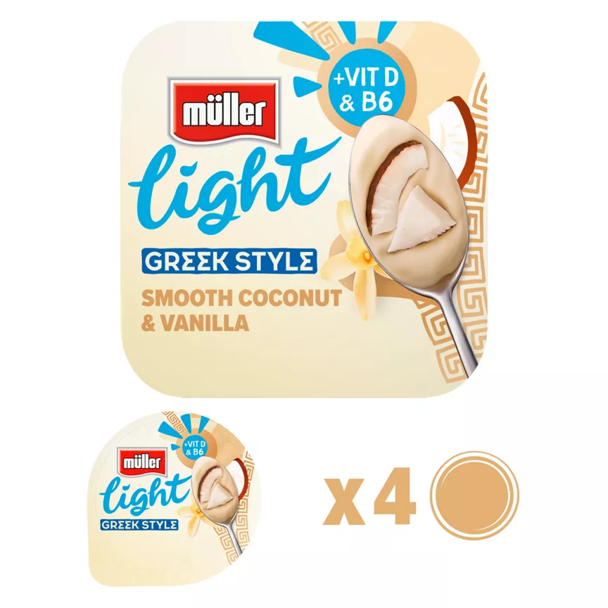 Muller Light Greek Style Smooth Coconut & Vanilla 4x115g (460g)