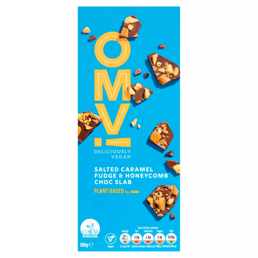 OMV! Deliciously Vegan by Asda Salted Caramel Fudge & Honeycomb Choc Slab 100g