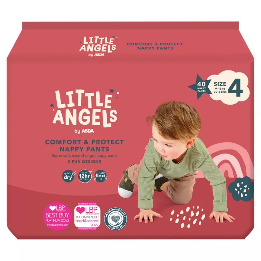 LITTLE ANGELS by ASDA Comfort & Protect Size 4 9-15 kg 40 Nappy Pants