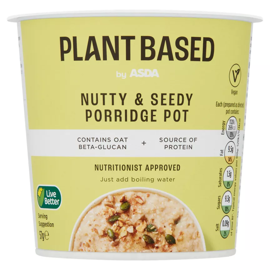 Plant Based by ASDA Nutty & Seedy Porridge Pot 57g