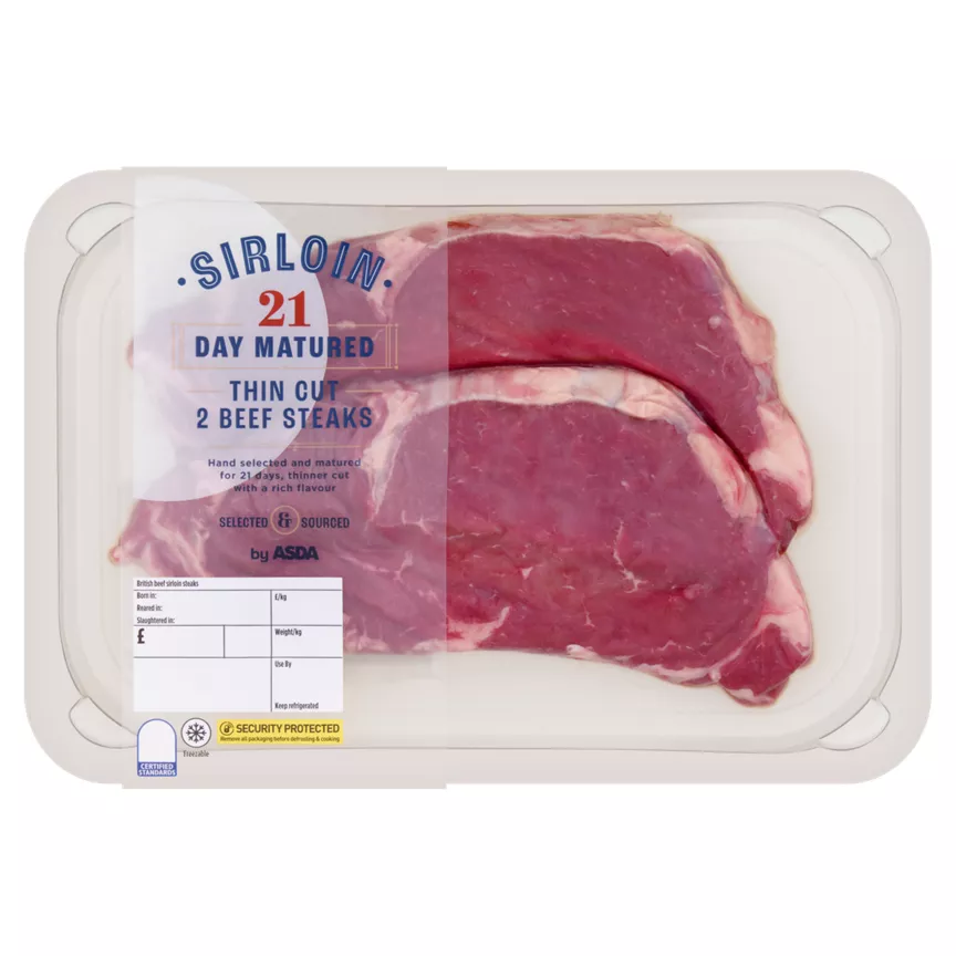 ASDA Sirloin Thin Cut 2 Beef Steaks
