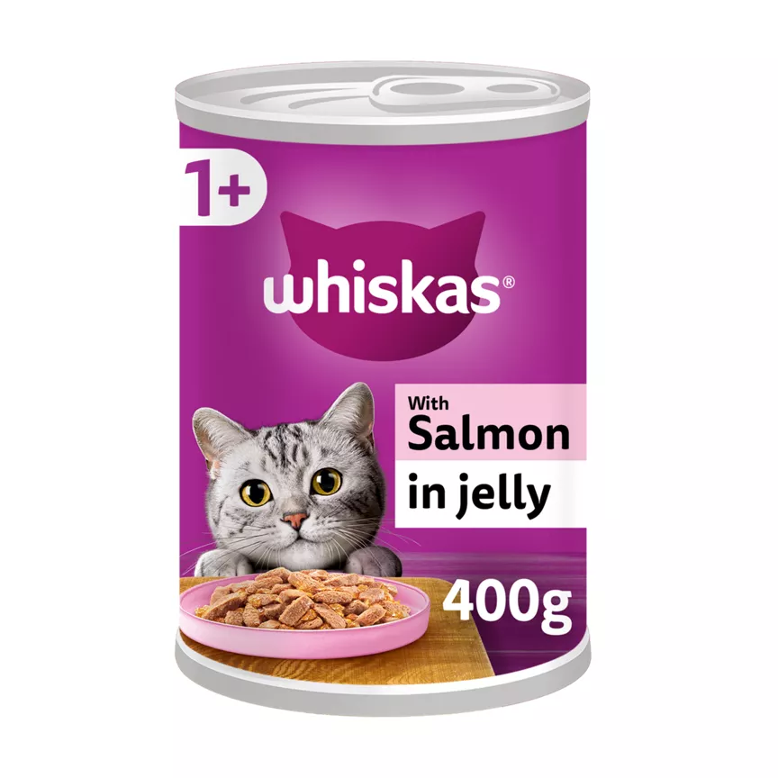 Whiskas Adult Wet Cat Food Salmon in Jelly Tin 400g