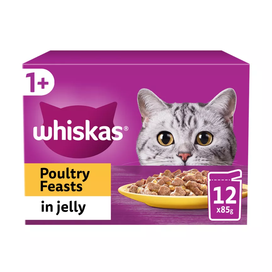 Whiskas 1+ Poultry Feasts in Jelly 12 x 85g (1.02kg)