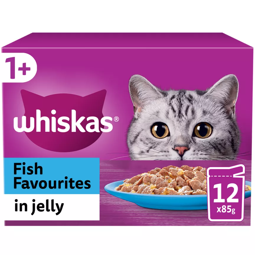 Whiskas 1+ Fish Favourites in Jelly 12 x 85g (1.02kg)