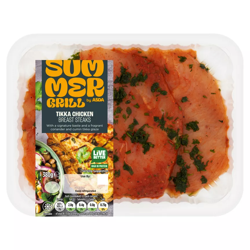 SUMMER GRILL by ASDA Fragrant Tikka Chicken Breast Steaks 380g