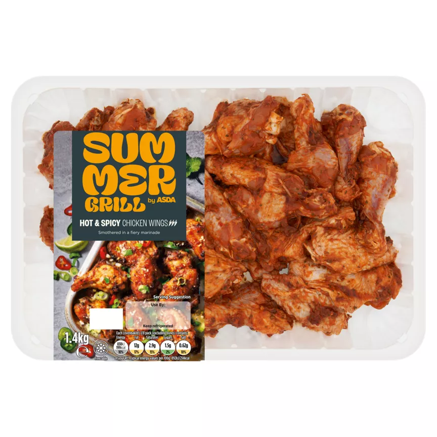 SUMMER GRILL by ASDA Sizzlin' Hot & Spicy Chicken Wings 1.4kg