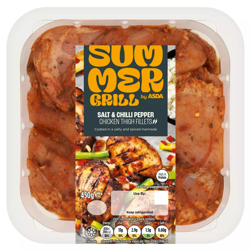 SUMMER GRILL by ASDA Spicy Salt & Chilli Pepper Chicken Thighs 450g