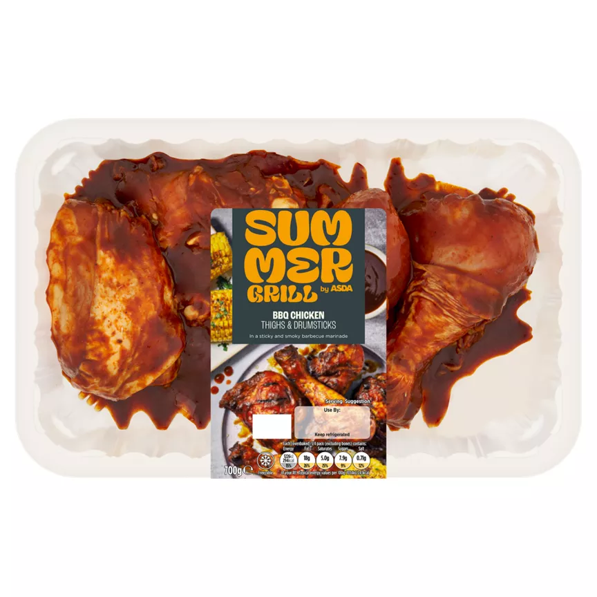 SUMMER GRILL by ASDA Smoky BBQ Chicken Thighs & Drumsticks 700g