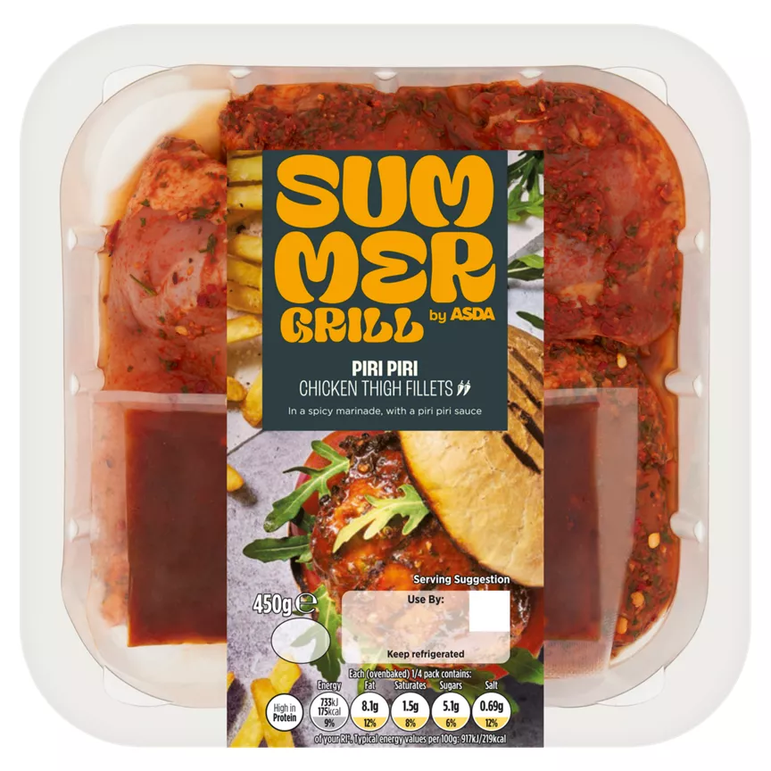 SUMMER GRILL by ASDA Vibrant Piri Piri Chicken Thigh Fillets 450g
