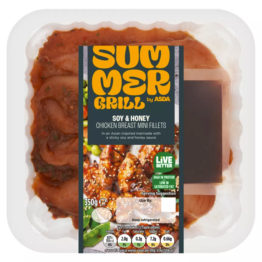 SUMMER GRILL by ASDA Soy & Honey Chicken Breast Mini Fillets 350g