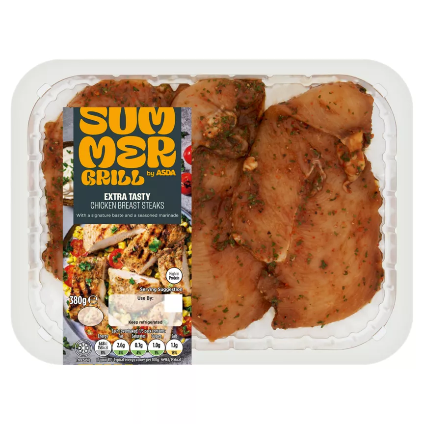 SUMMER GRILL by ASDA Savoury Extra Tasty Chicken Breast Steaks 380g