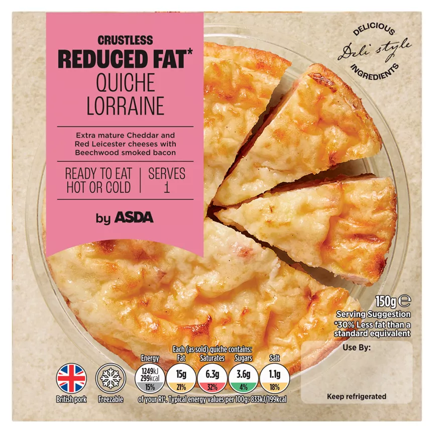 ASDA Crustless Reduced Fat Quiche Lorraine 150g