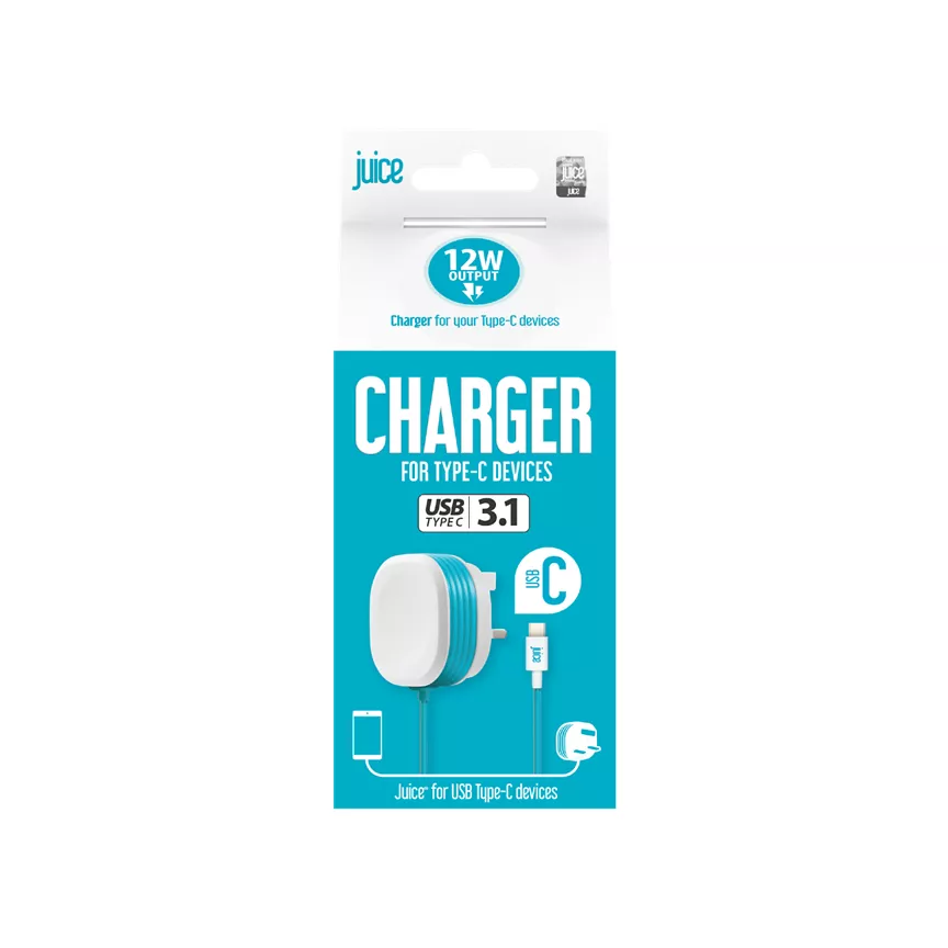 Juice USB-C Mains Charger with 1.5m Integrated Cable -  12w