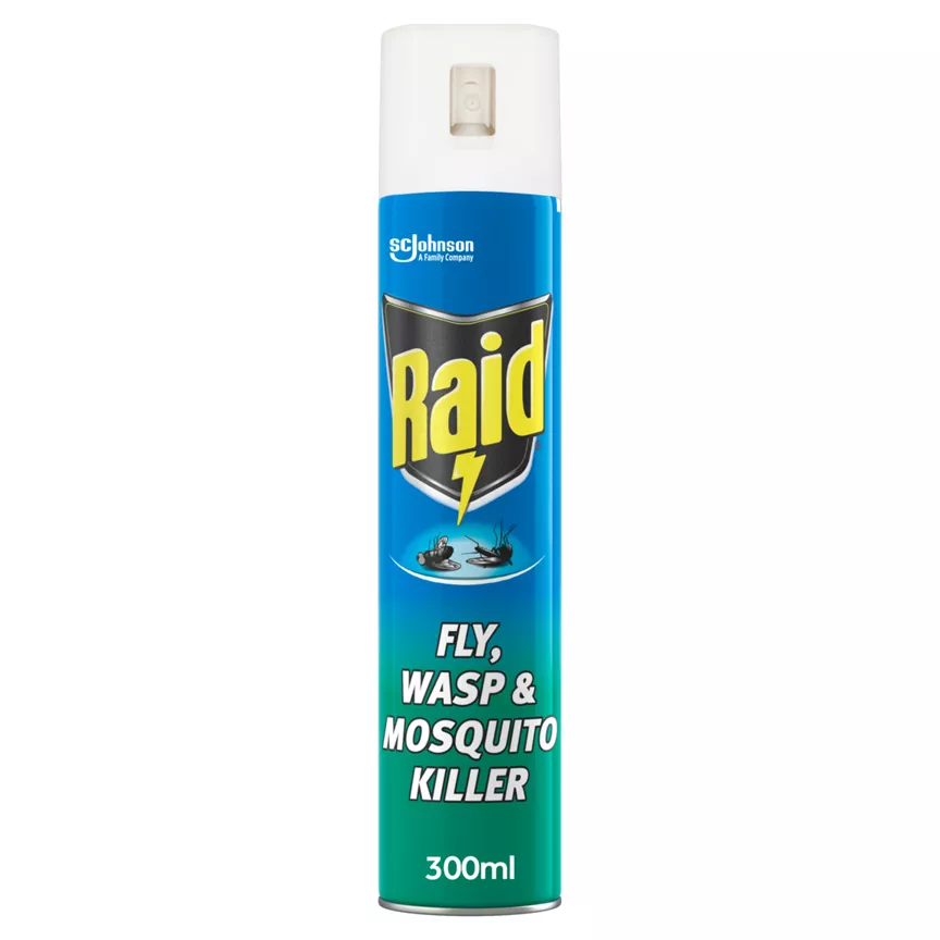 Raid Wasp, Mosquito Fly Killer with Eucalyptus Aroma Oil Aerosol Spray 300ml